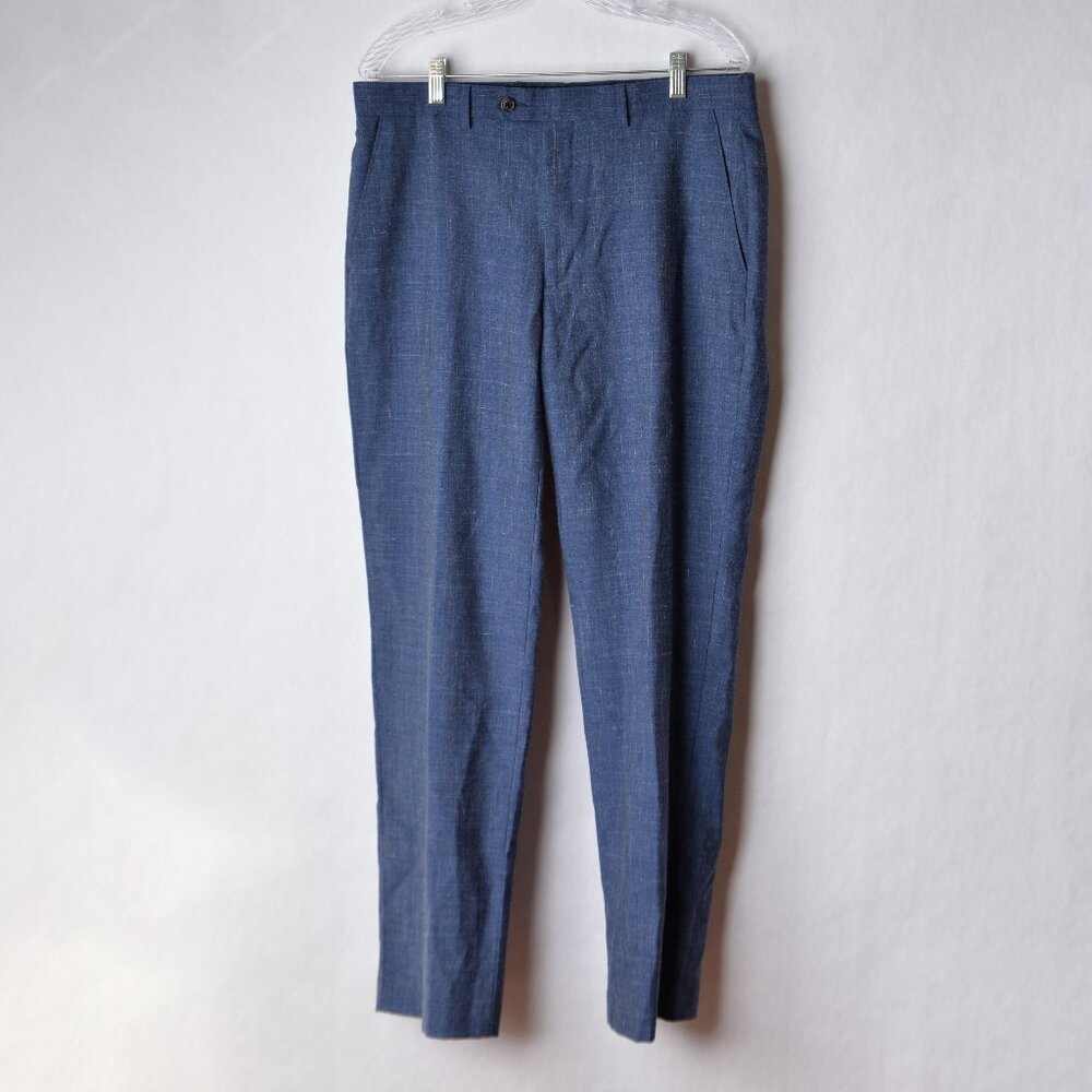 Lauren Ralph Lauren Mens 34x31 Wool Linen Blend Dress Pants Blue Chambray